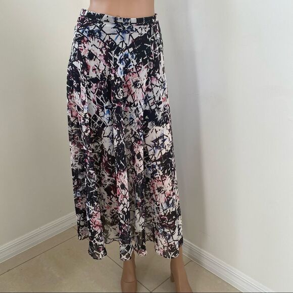 Topshop black print chiffon long boho skirt 4 - Picture 2 of 9